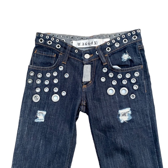 WAGGON Paris Custom embellished eyelet and patch jeans - Picture 6 of 16